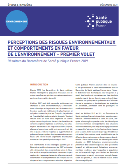 Perceptions Des Risques Environnementaux Et Comportements En Faveur De